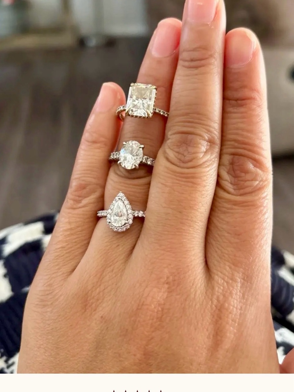Multiple size shape rings with Moissannite stones 25 to 10k 925 Silver or w Gold